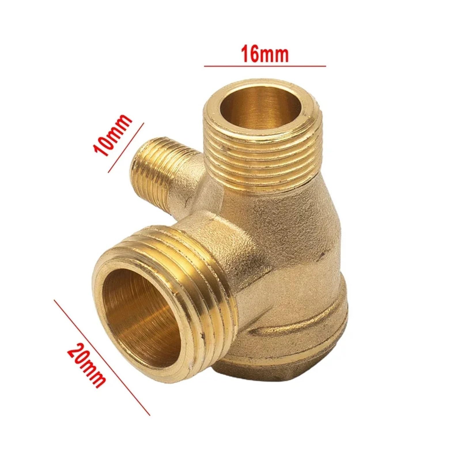 Zawór zwrotny sprężarki 3-drogowy z rurą wydechową ze stali nierdzewnej — gwinty zewnętrzne 20 mm, 16 mm, 10 mm, długość 400 mm — 1 szt.