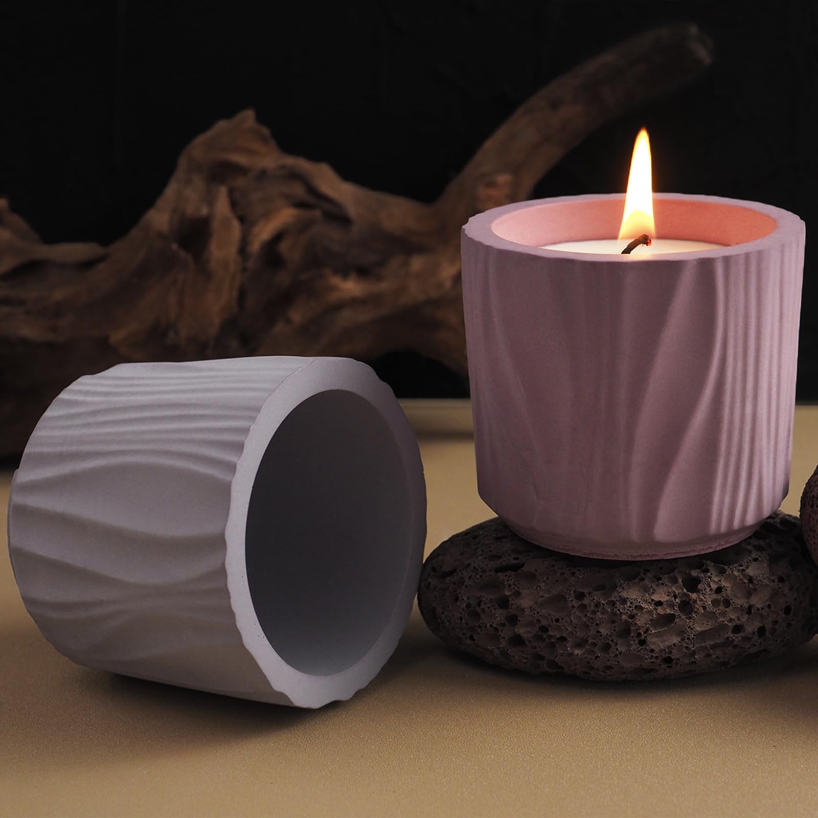 Wehous Resin Jar Mold, Wave Texture Candle Holder Silicone Molds for Epoxy Resin, Unique Storage Container Candle Vessels Jewelry Trinket Holder Plant Pot Concrete Cement Mold DIY Craft Home Decor - Image 4