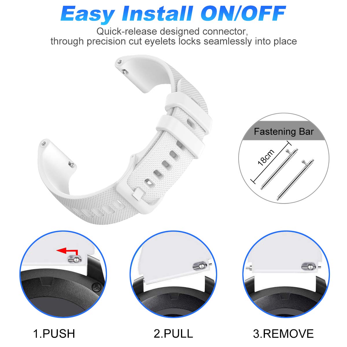 Wownadu 18mm Quick Release Watch Strap Compatible for Garmin Vivoactive 4S, Vivomove 3S, Venu 3S/2S, Forerunner 255S/265S - Image 3