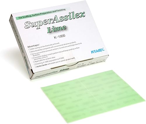 Super Assilex Hojas de lijado flexibles, Lime K-1000, gancho y bucle, 191-2507, 25 hojas