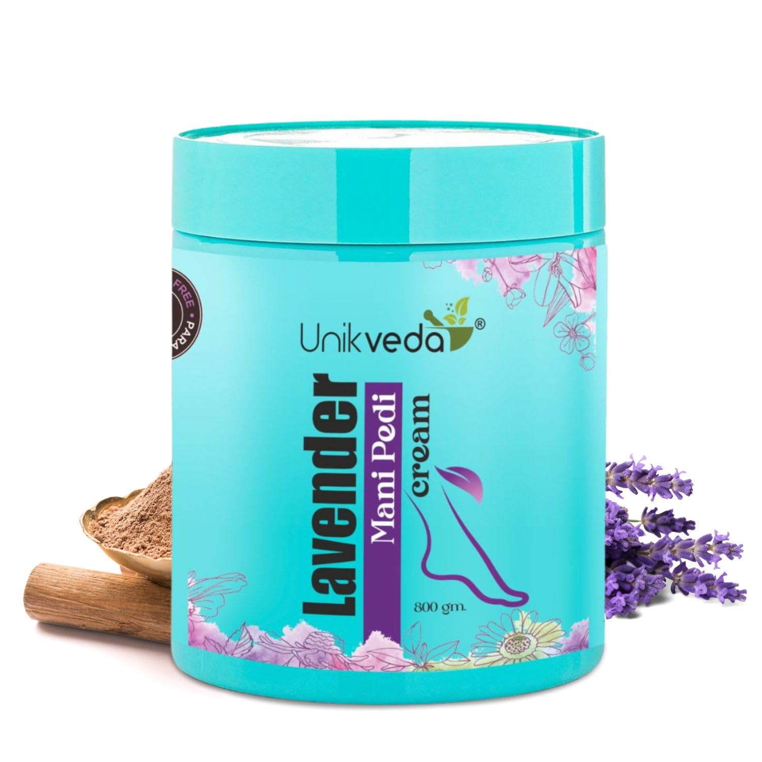UNIKVEDA Lavender Mani-Pedi Cream with Lavender, Vitamin-E and Sandalwood Extract for Smoothing and Toning 800ml