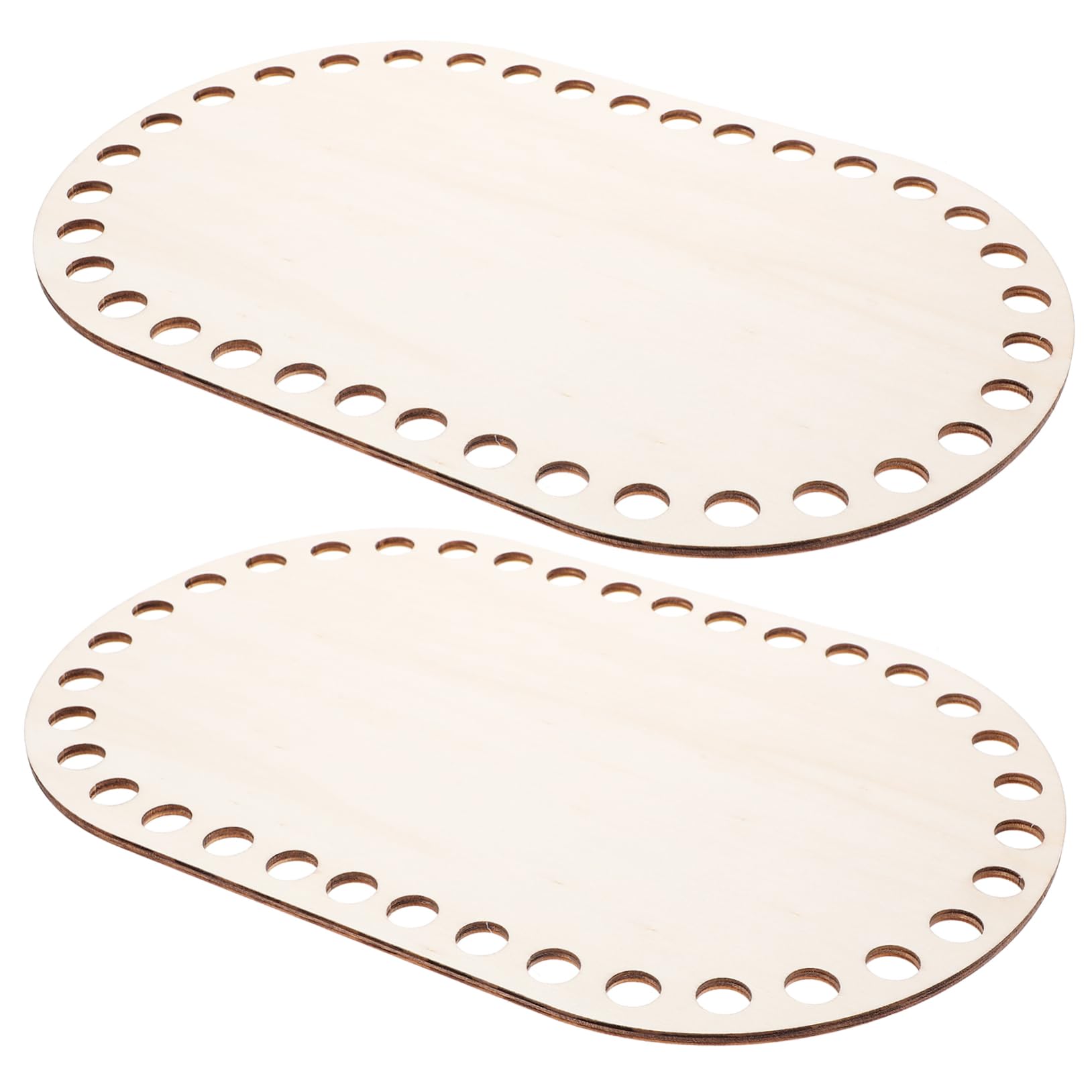 SEWOART 2Pcs Wooden Crochet Basket Bottoms Natural Wooden for DIY Weaving Pre Drilled for Easy Crafting for Beginners and Professionals Present for Friends