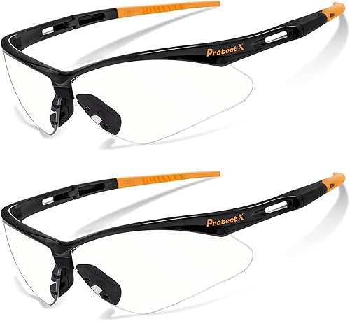 ProtectX Gafas de seguridad para hombres y mujeres, lentes de sol de seguridad con lentes antivaho resistentes a los arañazos, agarres