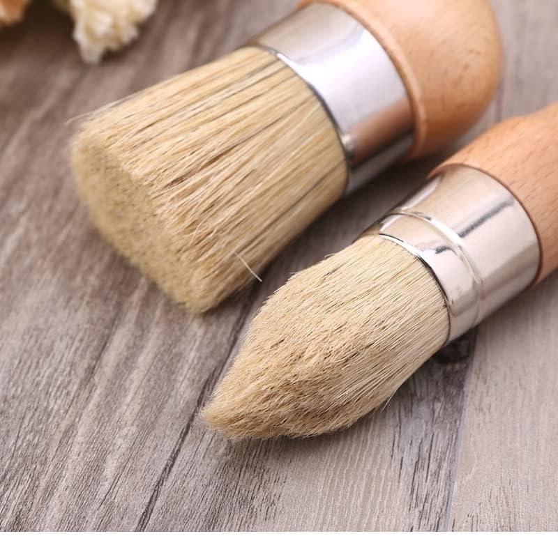 Paint Brushes,Angle Brushes,Paint Tools, Paint Brush Round and Pointed Chalk Paint Wax Brush Wood Handle Bristle Brushes Furniture Paint Brushes