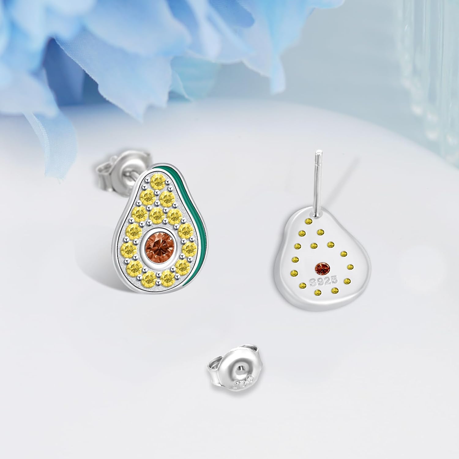 Watermelon/Donut/Strawberry/Avocado Earrings 925 Sterling Silver Fun Fruit Stud Earrings Birthday Jewelry Gifts for Women - Image 3