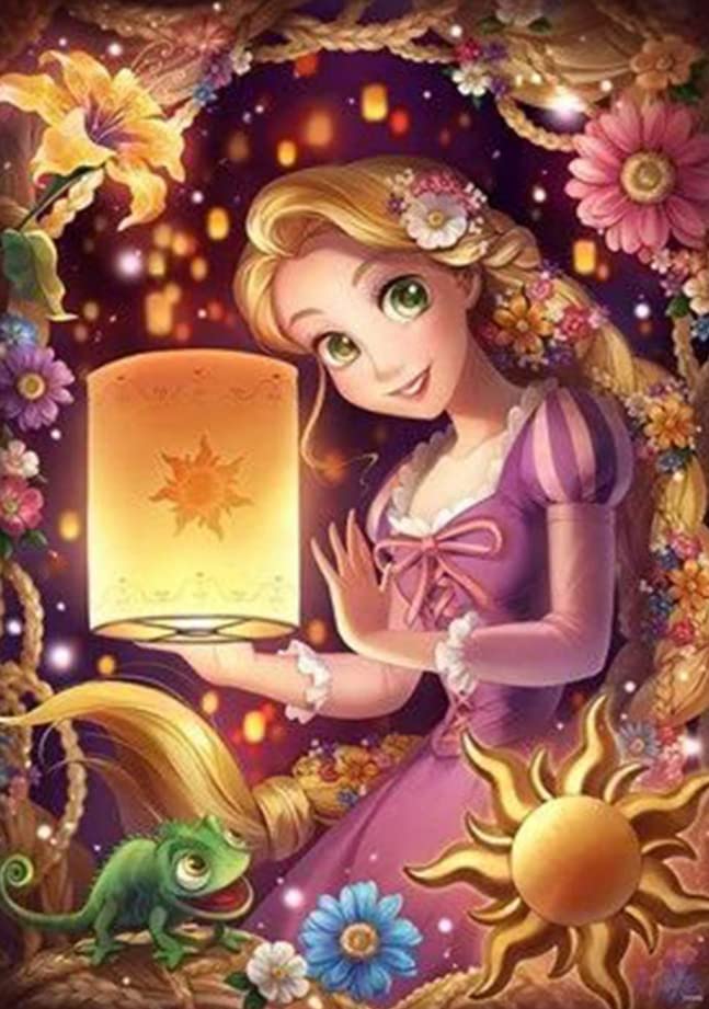 Jttxiu 5D DIY Diamond Art Painting Kit Full Drill, Colorful Diamond Art Craft Crystal Embroidery Cross Stitch Pictures Paintings by Numbers for Kids Adults (Princess)