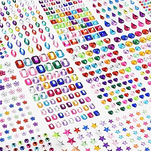 Gem Stickers, 1405Pcs Rhinestone Stickers Stick on Gems for Crafts Self