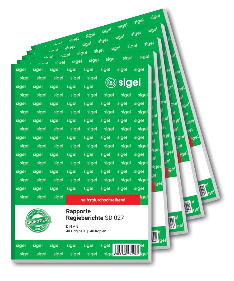 Sigel SD027 Rapport Director's Report A5 2x40 Sheets Carbonless Qty: 1 5 Items 5 piece