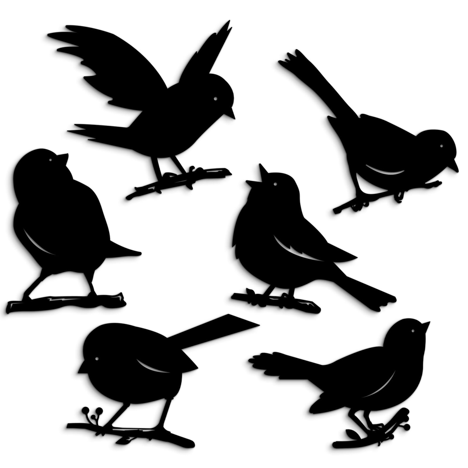 Pigort 6 Pieces Metal Bird Wall Art, Outdoor Fence Wall Art Decor, Hanging Decoration for Garden Yard Living Room Bedroom Patio Balcony