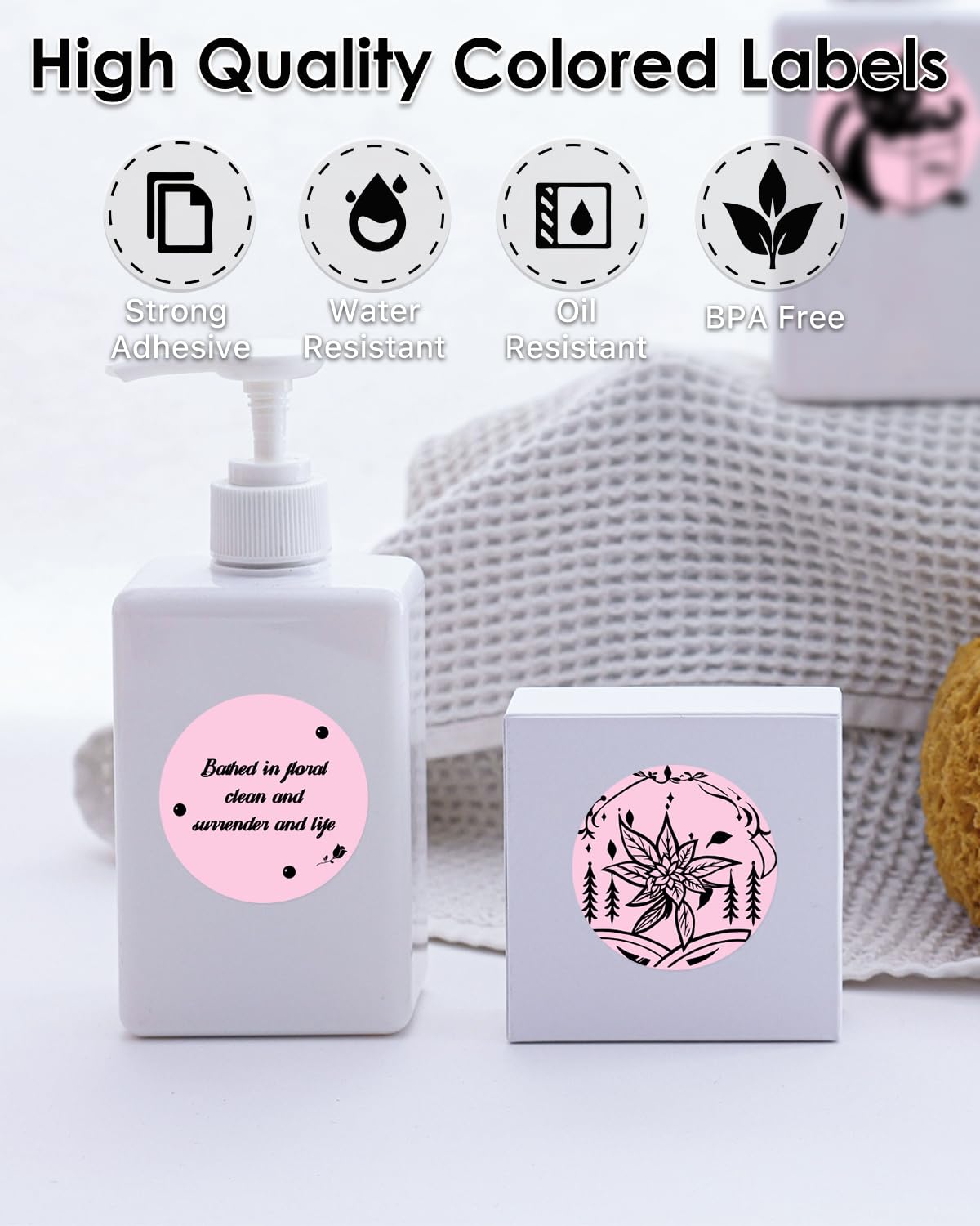iEager Etiquetas adhesivas térmicas circulares de 5 cm, etiquetas térmicas directas redondas autoadhesivas, rollo de calcomanías térmicas multiusos, 500 etiquetas, rosa