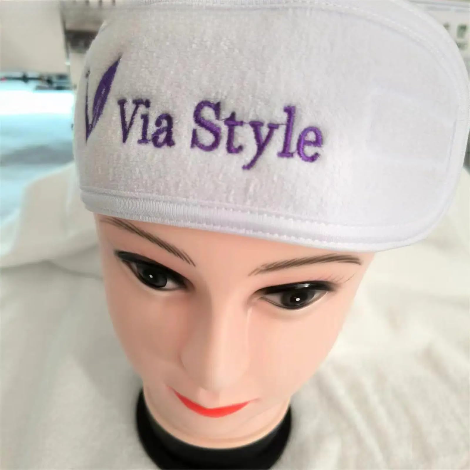 Personalisierte Spa-Stirnbänder mit Logo für Kosmetiker, verstellbares Spa-Stirnband, Klettverschluss, gesticktes individuelles Logo, Geschenk-Set, Gesichts-Stirnband (8 Stück)
