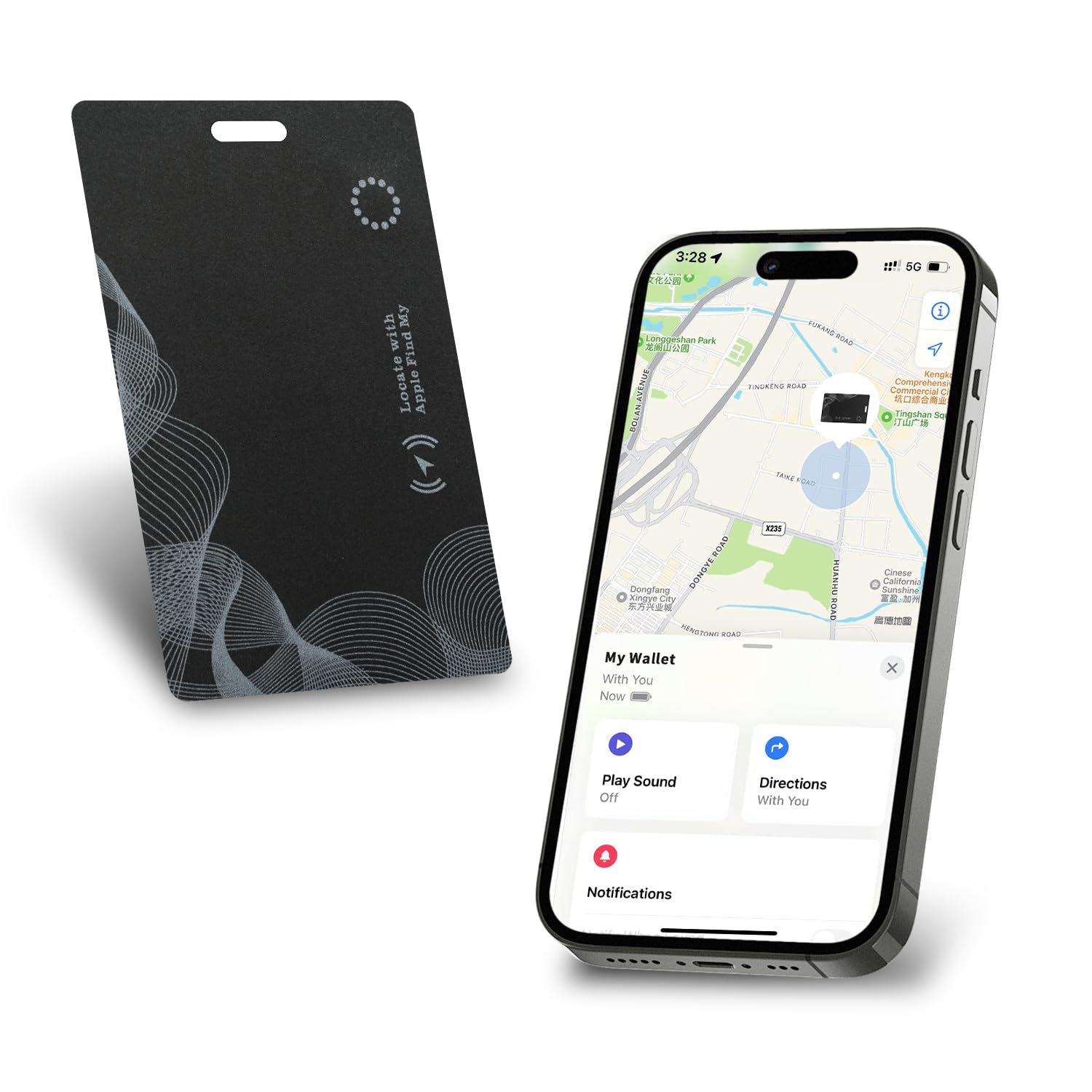 Karta do śledzenia portfela z bezprzewodowym ładowaniem, akumulator Slim Finder do Apple Find My, wodoodporny lokalizator przedmiotów IP68 do portfela, kluczy, bagażu, paszportu, urządzenia do