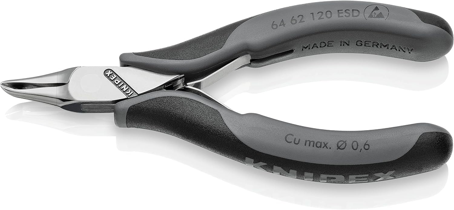 KNIPEX Tronchese per elettronica ESD - con tagliente frontale con impugnature multicomponente 120 mm, 64 62 120 ESD