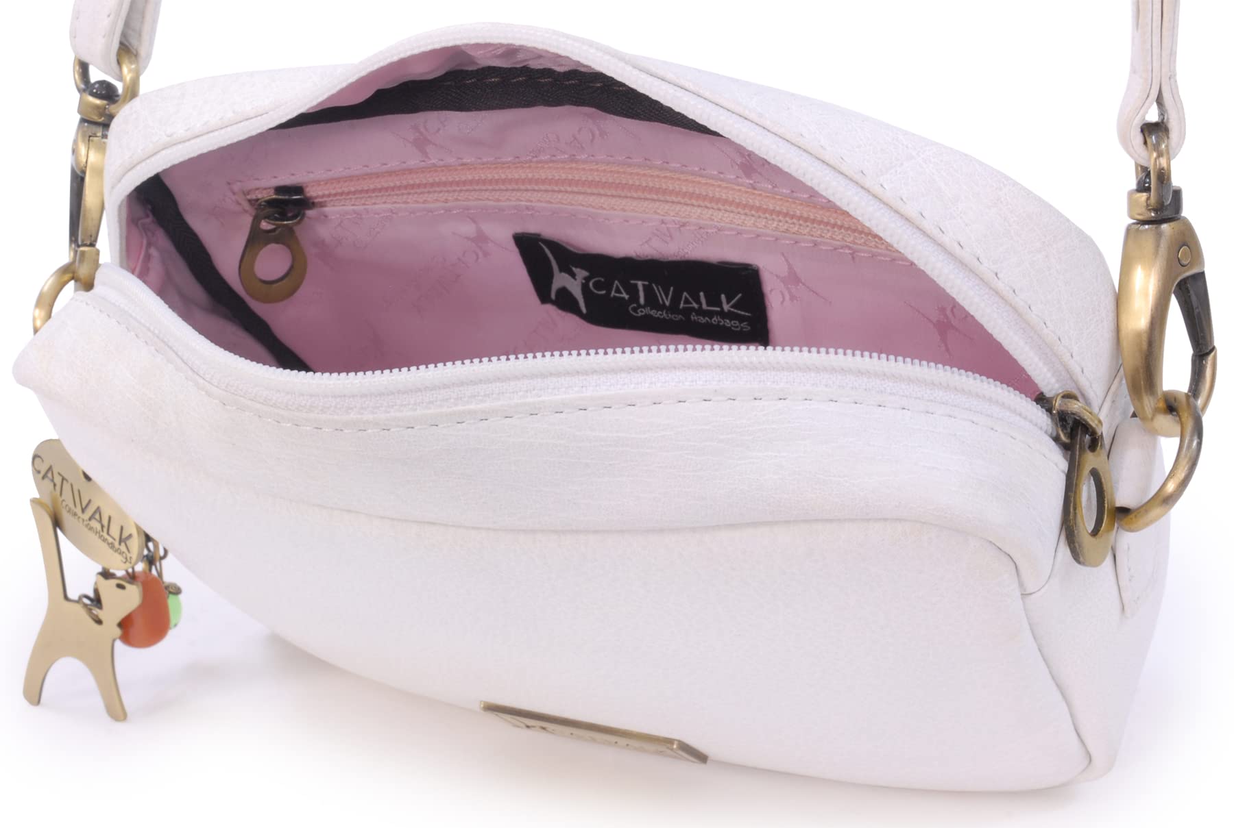 Catwalk Collection Handbags - Bolso Bandolera Pequeño de Piel Auténtica - Bolso de Mano Mujer - Bolsito Cruzado con Correa Desmontable - Polly