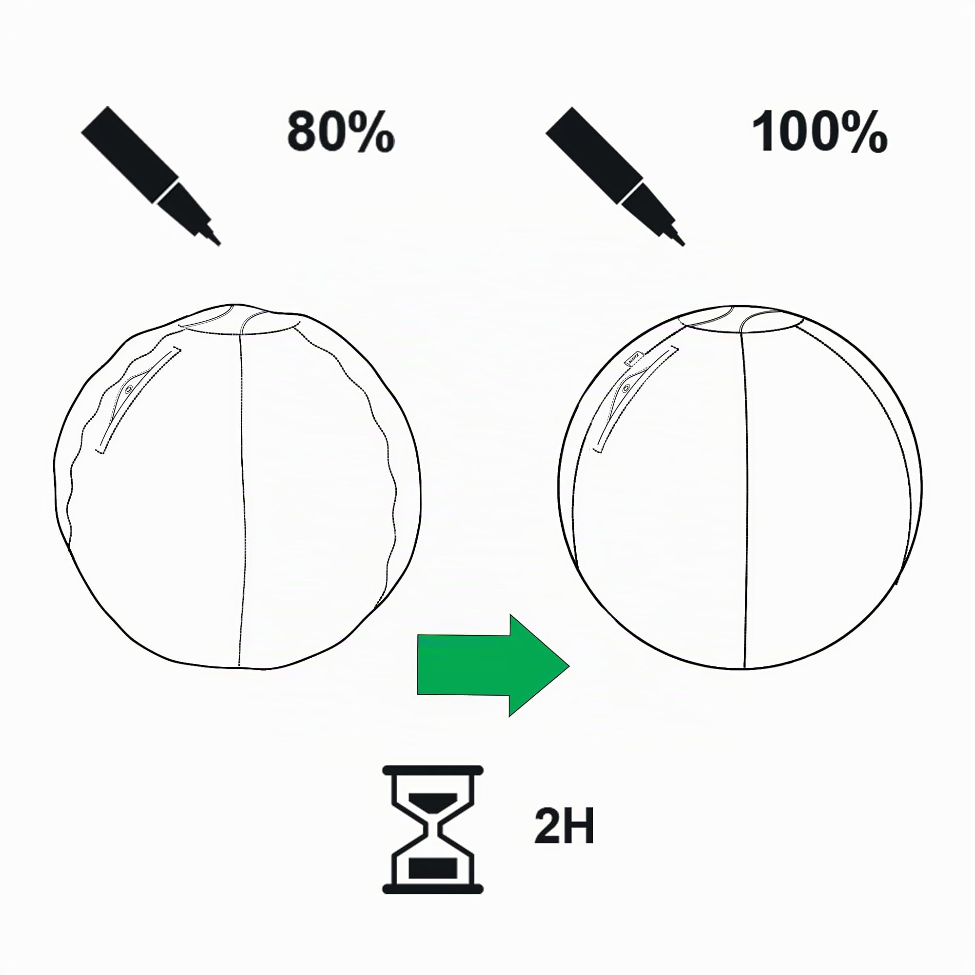 Ballon d'assise Leitz Ergo Active, Fonction Anti-basculement, Alternative Ergonomique à la Chaise de Bureau, diamètre 55 cm, Housse en Tissu, Pompe à air Manuelle, 2 Bouchons.