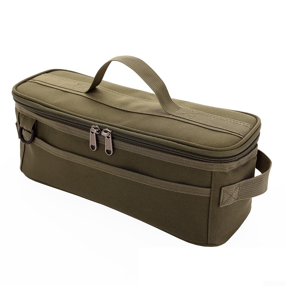Camping Tent Stakes Storage Bag with Hammer Loop(Green)