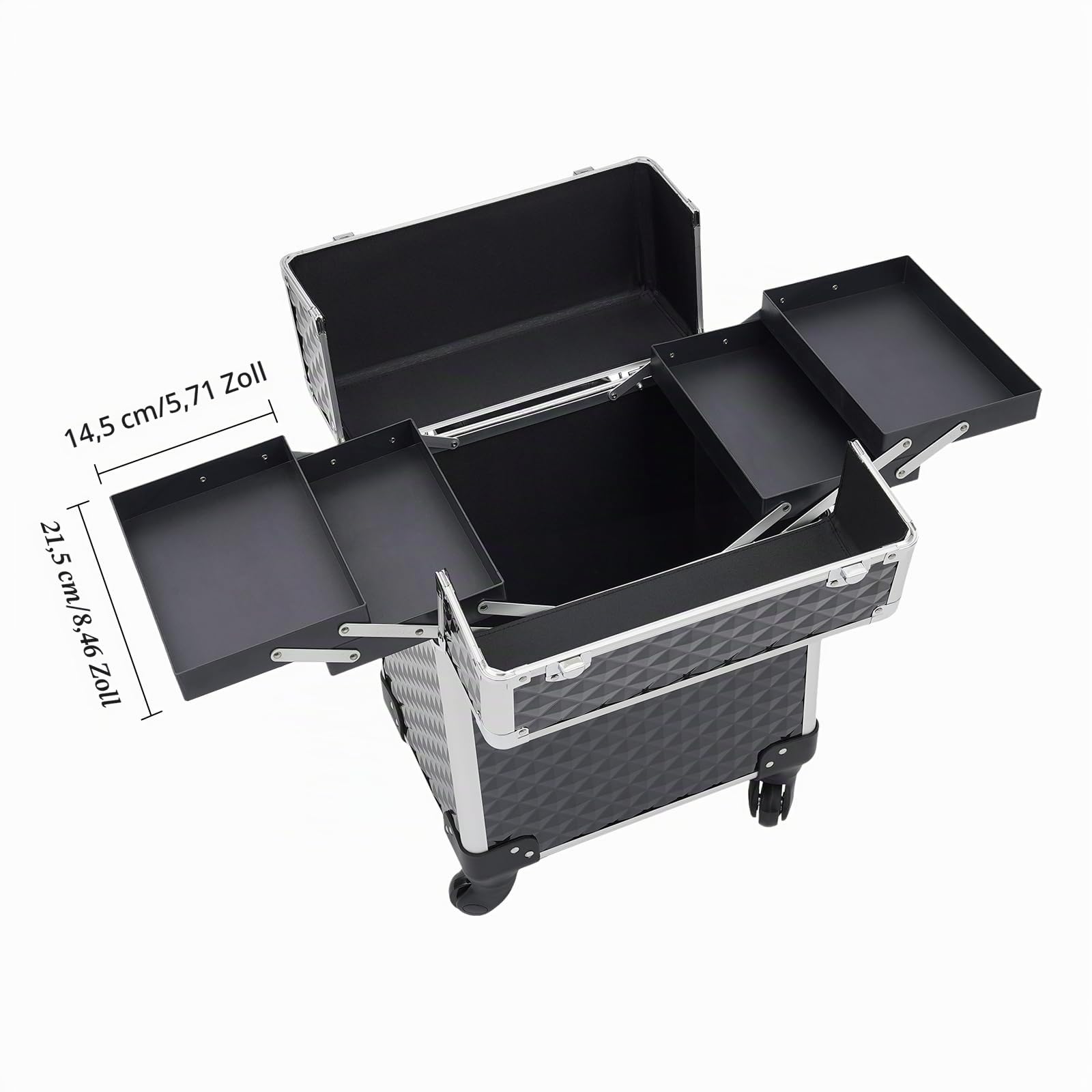 Professioneller Schminkkoffer, Kosmetikkoffer Trolley Multifunktionaler Kosmetikkoffer Rollender Schminkkoffer Mit 4 Universalrollen Für Visagisten, Hairstylisten, Kosmetikerinnen