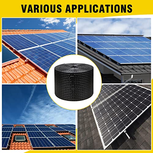 6In X 100Ft Solar Panel Bird Guard,Solar Panel Roof Protection Net 1/2Inch Mesh Pvc Black Vinyl Coated Galvanized Net 70 Fastener Clipsused For Bird,Animal Control #TOP6