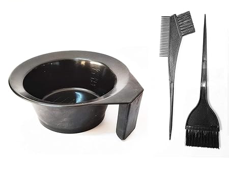 Dekmy Professional Use Hair Coloring Dyeing Kit Brush with Bowl, Black (Pack 1)