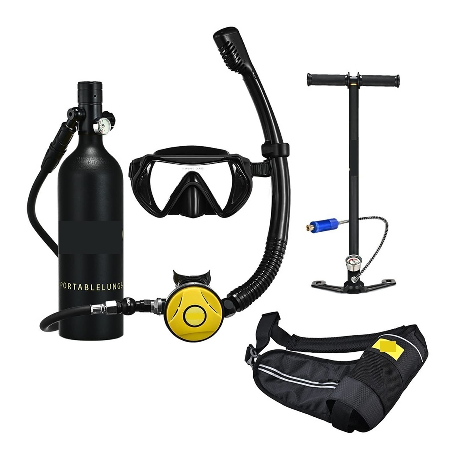 Portable Dive Cylinder, Snorkel Underwater Diving Rebreather Portable Deep Snorkeling Equipment(Blackhead in Black Bottle)