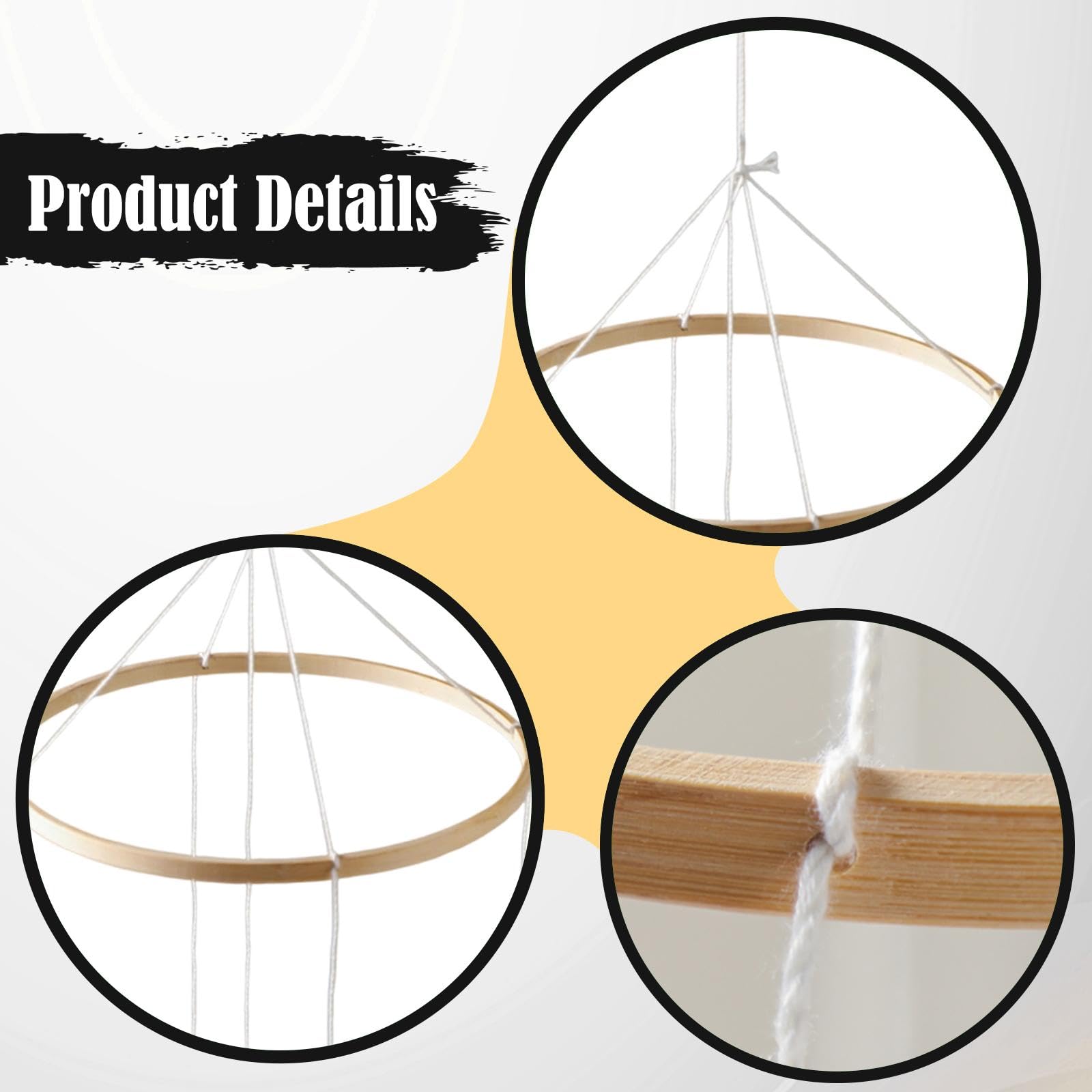 Estructura Móvil de Bambú para Cuna Infantil Marco de Madera para Manualidades Colgantes Soporte Resistente para Campanillas Y Adornos Accesorios Arte, 23 Cm 4 Agujeros, Individual