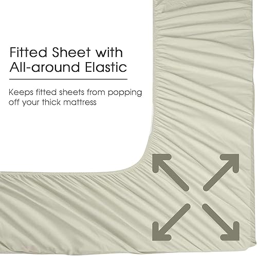 Miniatura 6 de Sábanas tamaño Queen de bolsillo extra profundo, juego de sábanas de algodón egipcio tamaño Queen, sábanas de algodón de 18 a 24 pulgadas de