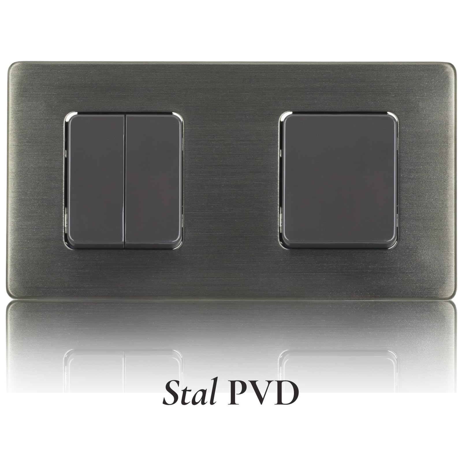 Włącznik Światła Potrójny Szary Schodowy Stal Szczotkowana PVD Gunmetal