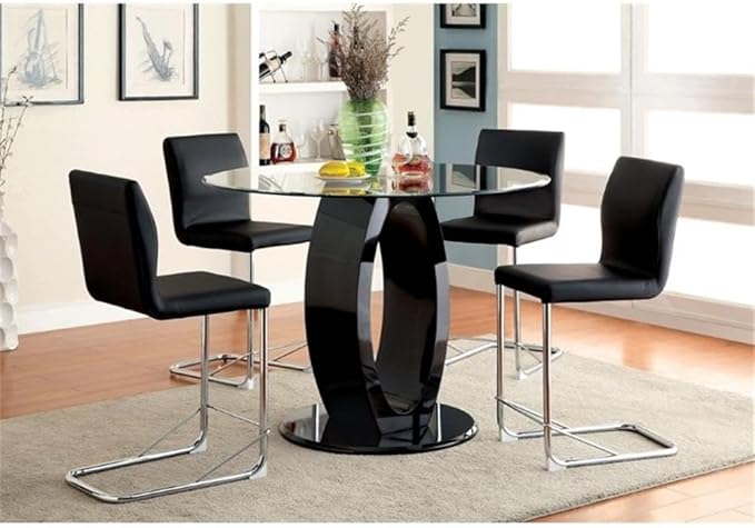 Amazon.com - BOWERY HILL Counter Height Round Dining Table in Black ...