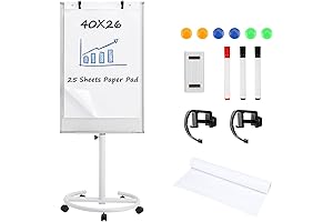 40" x 26" Mobile Whiteboard on Wheels Dry Erase Easel for Teachers