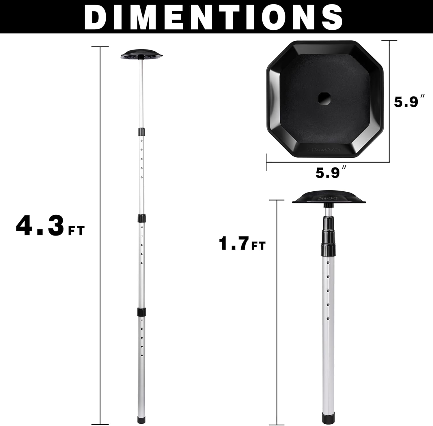 CHAMPKEY Oversized Golf Travel Bag Support System - Premium Anti-Impact Support Cover and Aluminum Alloy Rod - Excellent Golf Support Stick (Black)