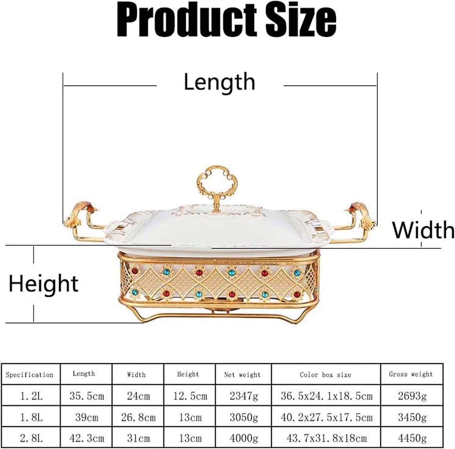 Scaldavivande per Buffet, fornello Quadrato in Ceramica, con pentola in Ceramica e coperchi in Ceramica, pentola Multiuso per zuppe e cibi secchi, A-1.8L,A-1.8L