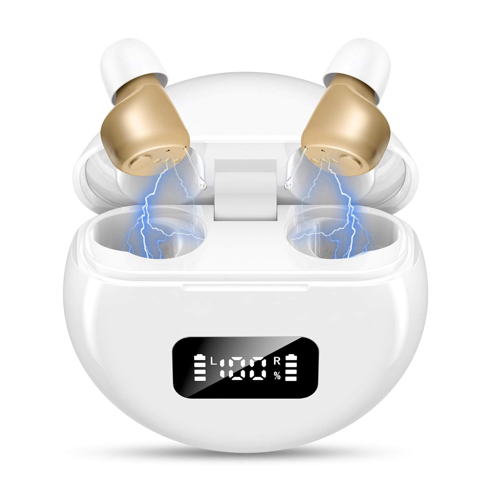 Mini digital Rechargeable Sound amplifier with Noise Cancellingfor Seniors Into Ear( With USB charging), white
