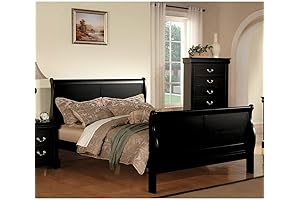 Black King Sleigh Bed Frame with Headboard and Footboard
