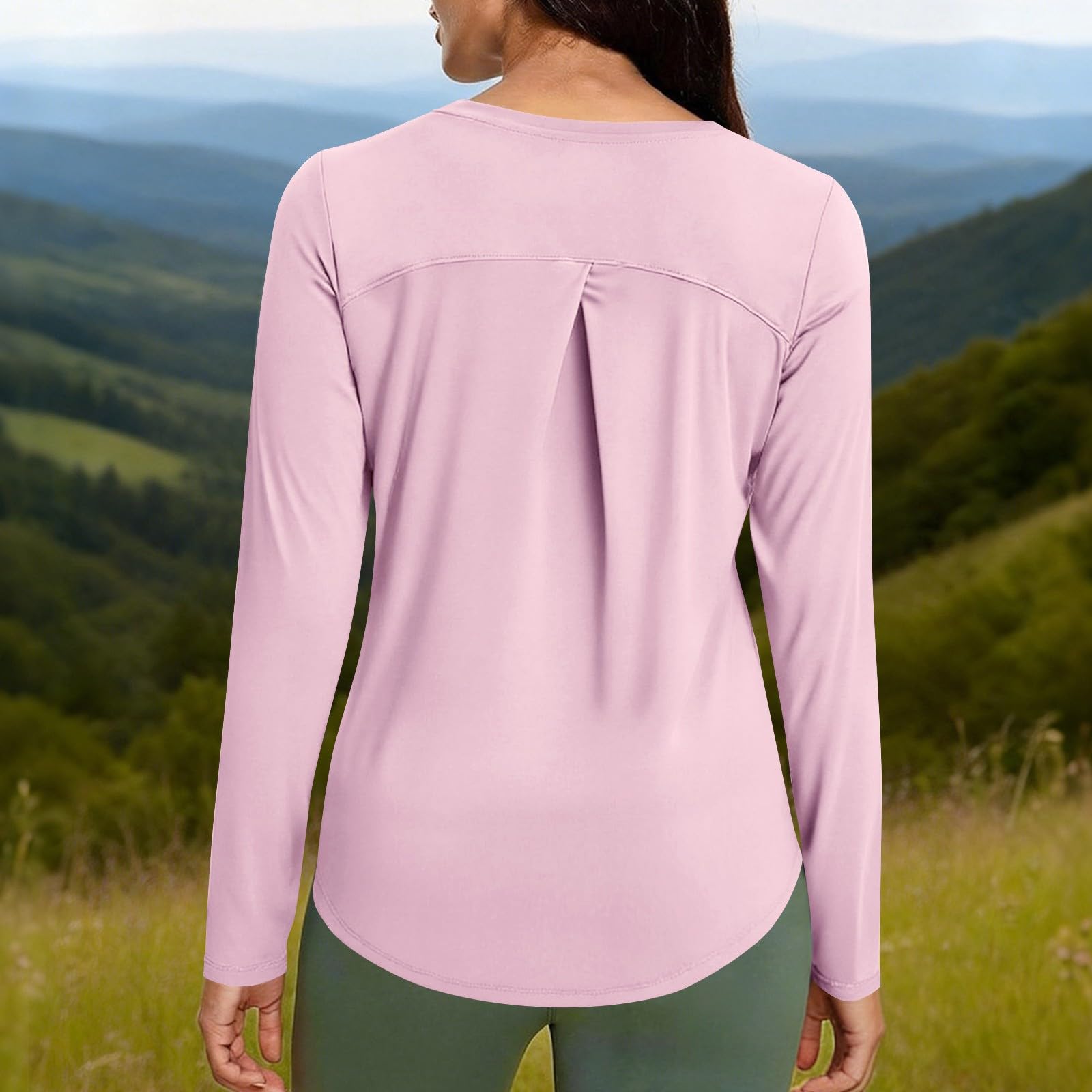Camicia sportiva da donna a maniche lunghe da corsa Top ad asciugatura rapida traspirante protezione solare fitness palestra allenamento t-shirt leggera girocollo tinta unita escursionismo yoga
