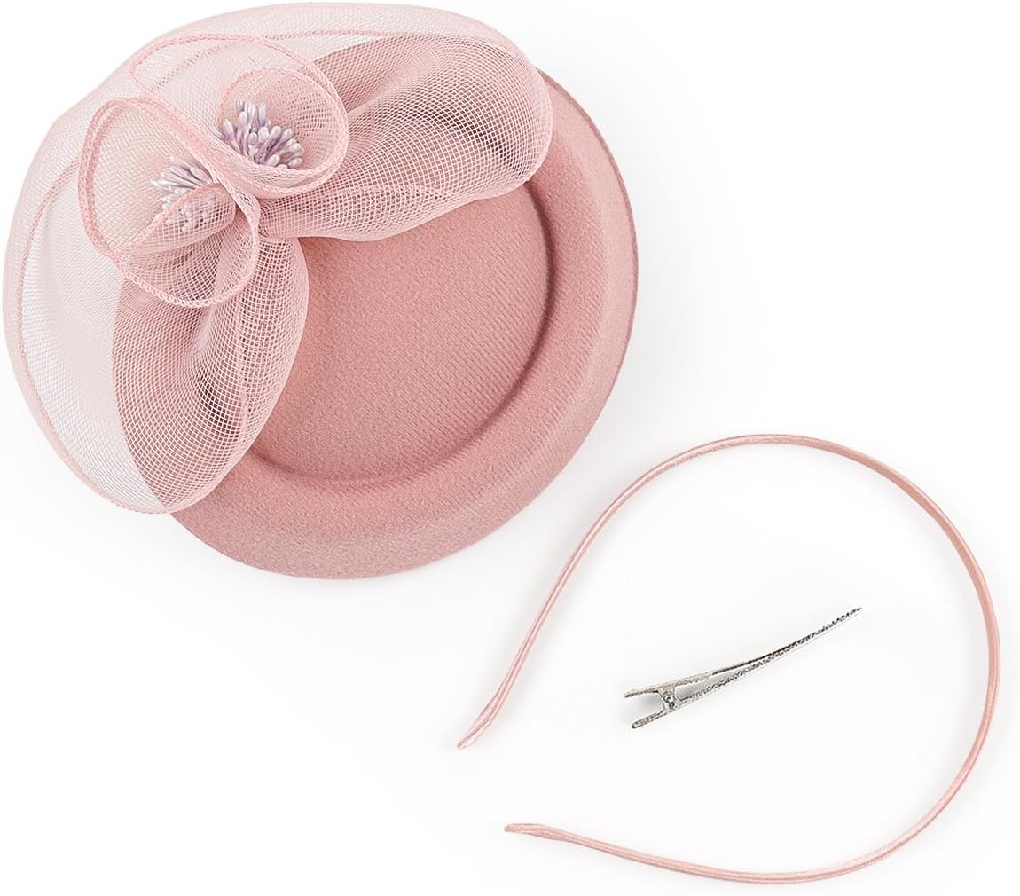 Gionforsy Fascinators Hats Pillbox Tea Party Fascinator Hats for Women Feather Veil Hat Headband for Cocktail Wedding - Image 4