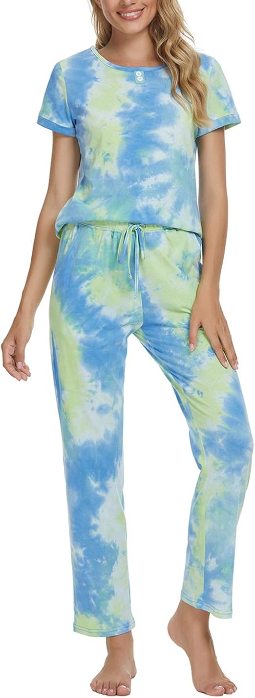 Mintlimit Damen Pyjama Set Kurzarm Schlafanzug Set Loungewear Sleepwear Rundhals Amazon De Fashion
