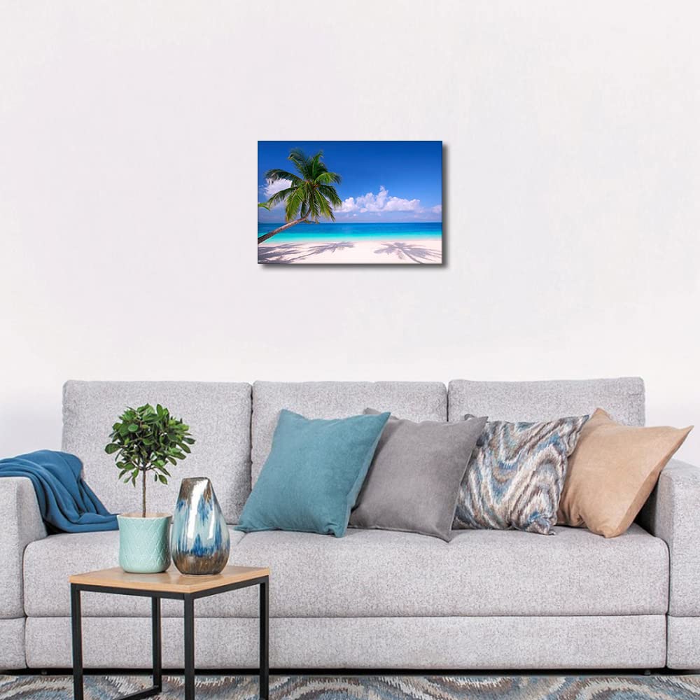 TISHIRON Wall Art for Living Room Holidays Seaside Coconut Tree Reflection Landscape for Bedroom Home Decor Beach Artwork for Home Walls Framed Ready to Hang 8x12inch - Image 3