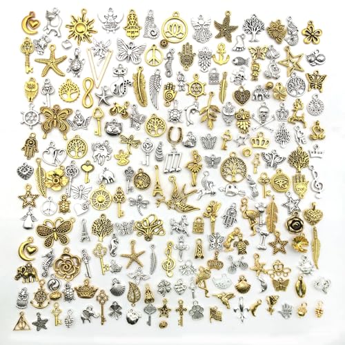 GIEEU Venta al por mayor a granel 200PCS tibetano encantos de plata, DIY encantos para pulseras y collares