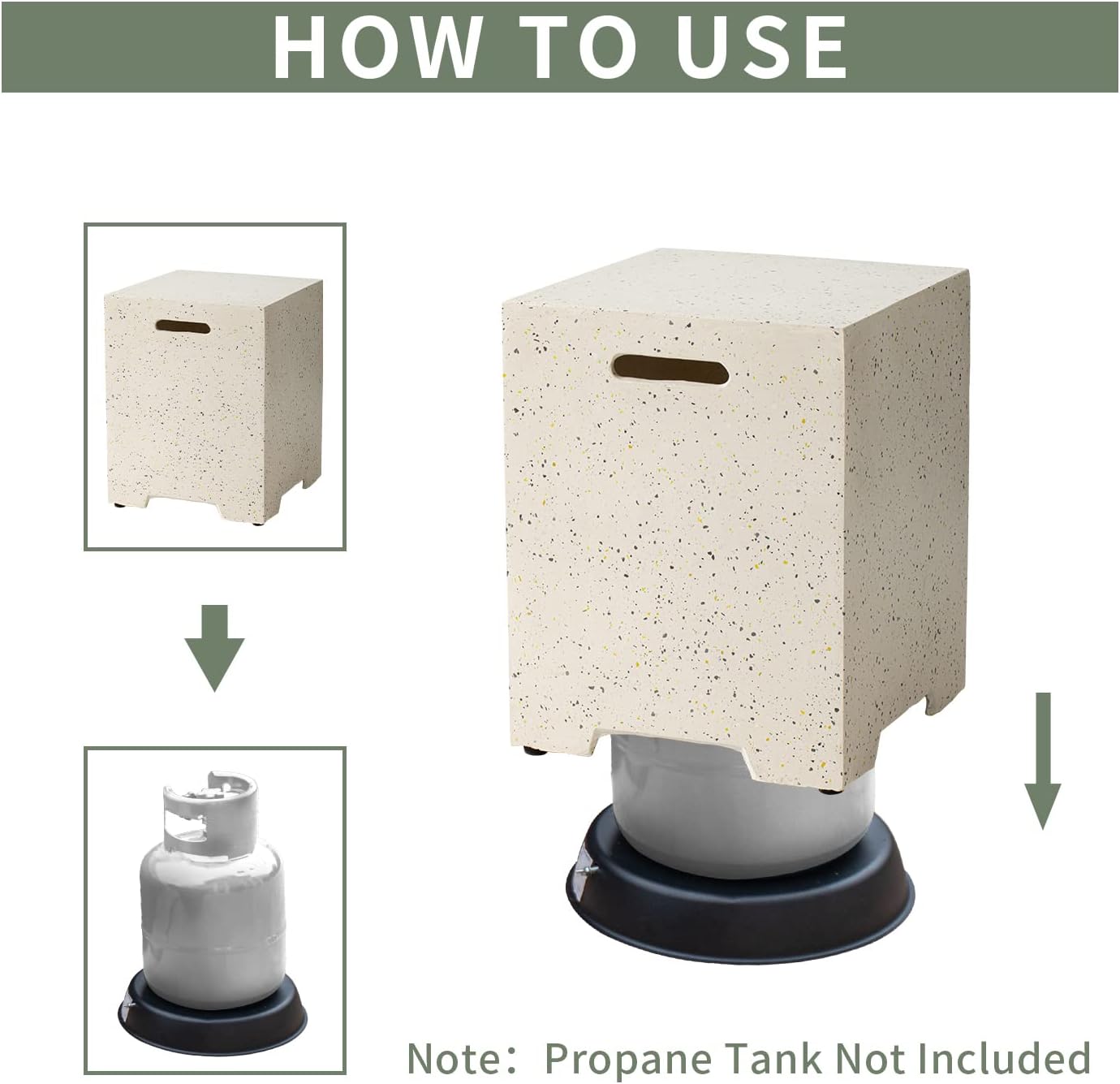 COSIEST 2-Piece Outdoor Propane Fire Pit Table Set w Tank Table, 28" Terrazzo Round Fire Table (Certified, 40,000 BTU) w 16" Tank Cover Side Table 20lb, Waterproof Cover for Garden, Pool, Backyard