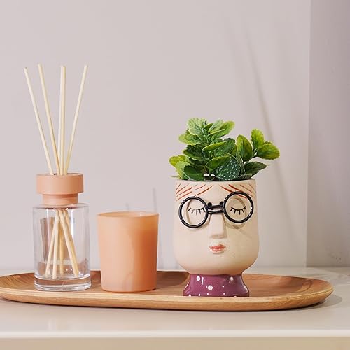 Miniatura 2 de Maceta de cara para plantas de interior, maceta decorativa para plantas de interior, 3.1 x 3 x 4.6 pulgadas (sin orificio de drenaje)