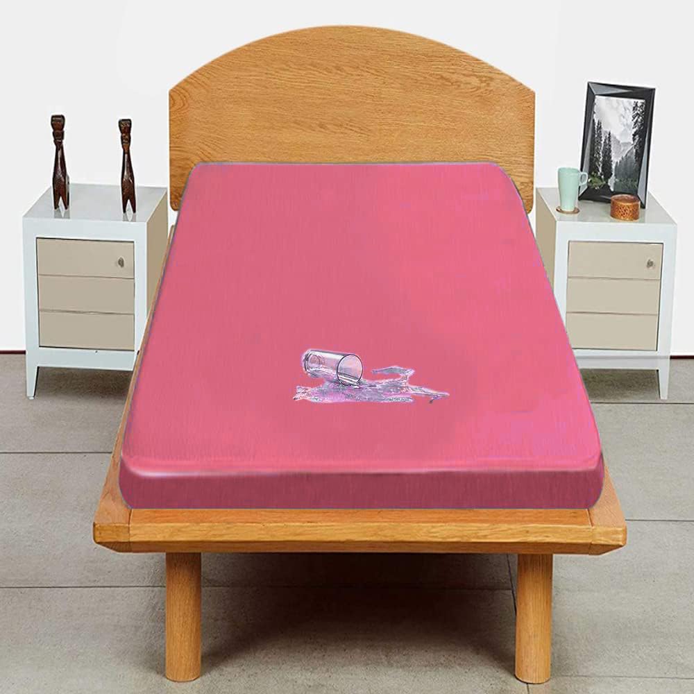 Trance Cotton Feel Terry Ultra Soft Waterproof Mattress Protector | Breathable - Hypoallergenic Mattresses Cover (72x36 inch | 6x3 feet, Pink - Pack of 1)