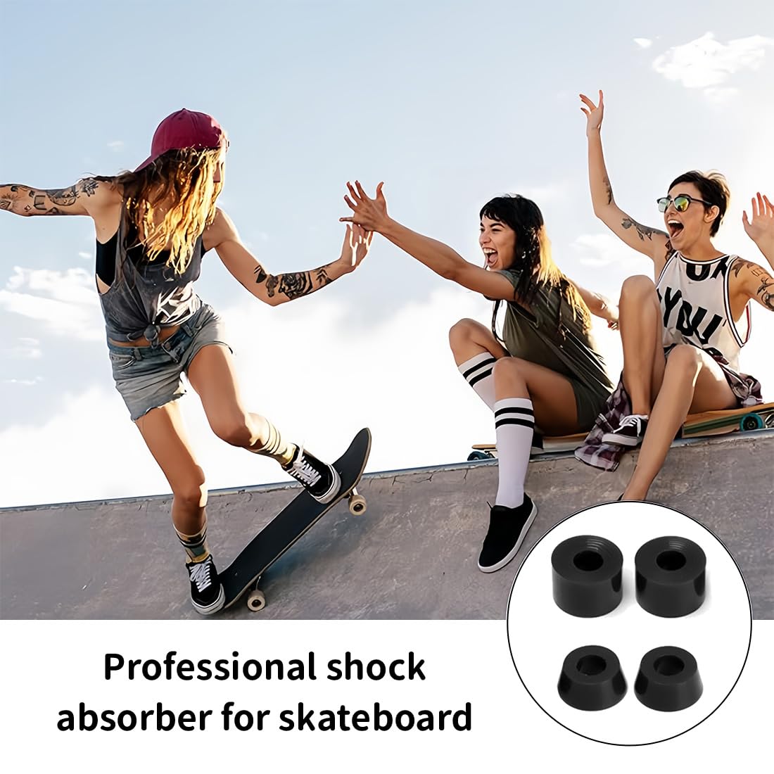 JEYORZY Set de 4 Bujes para Camiones de Longboard, Bushings, Amortiguador PU con Herramientas