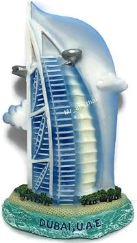 WitnyStore Tiny 312" Burj Al Arab Dubai United Arab Emirates UAE - Miniature Hand Made Resin 3D Asia Landmark Tourist Attractions Decorative Refrigerator Fridge Magnets Decor Collectible Souvenir Gifts
