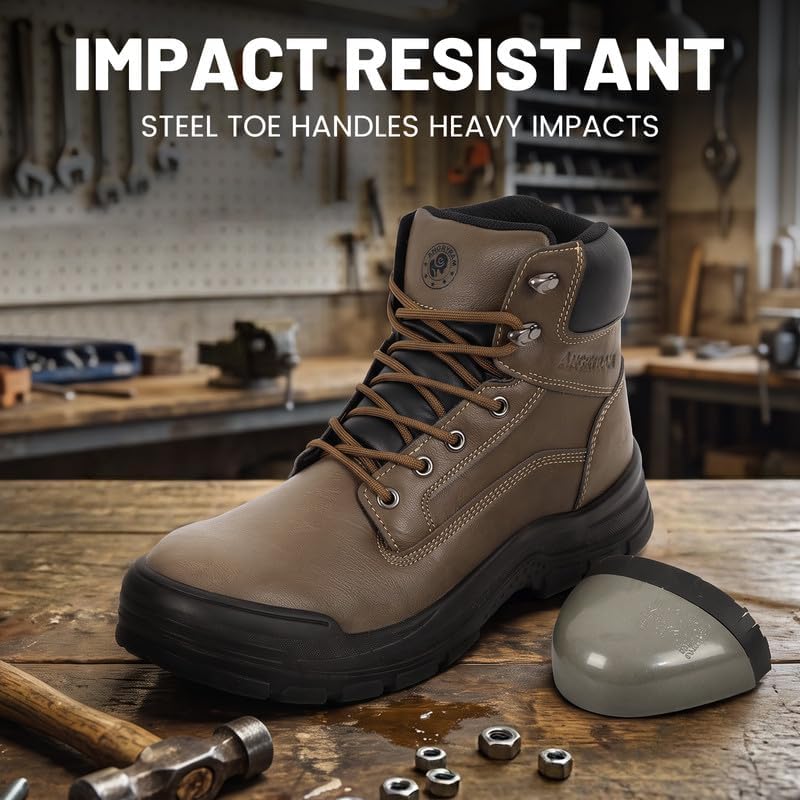 ANGRYRAM Steel Toe Work Boots for Men Waterproof Lightweight Safety Shoes