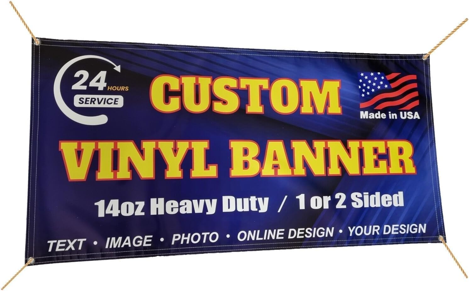14oz Custom Vinyl Banner, Full Color, Premium Coated Material, Heavy Duty Sign, Backdrop, Indoor / Outdoor, For Advertising, Tadeshow, Occasions, Online Design or Print Your Design, 1 or 2 Sided (5 X 30 ft (H X W))