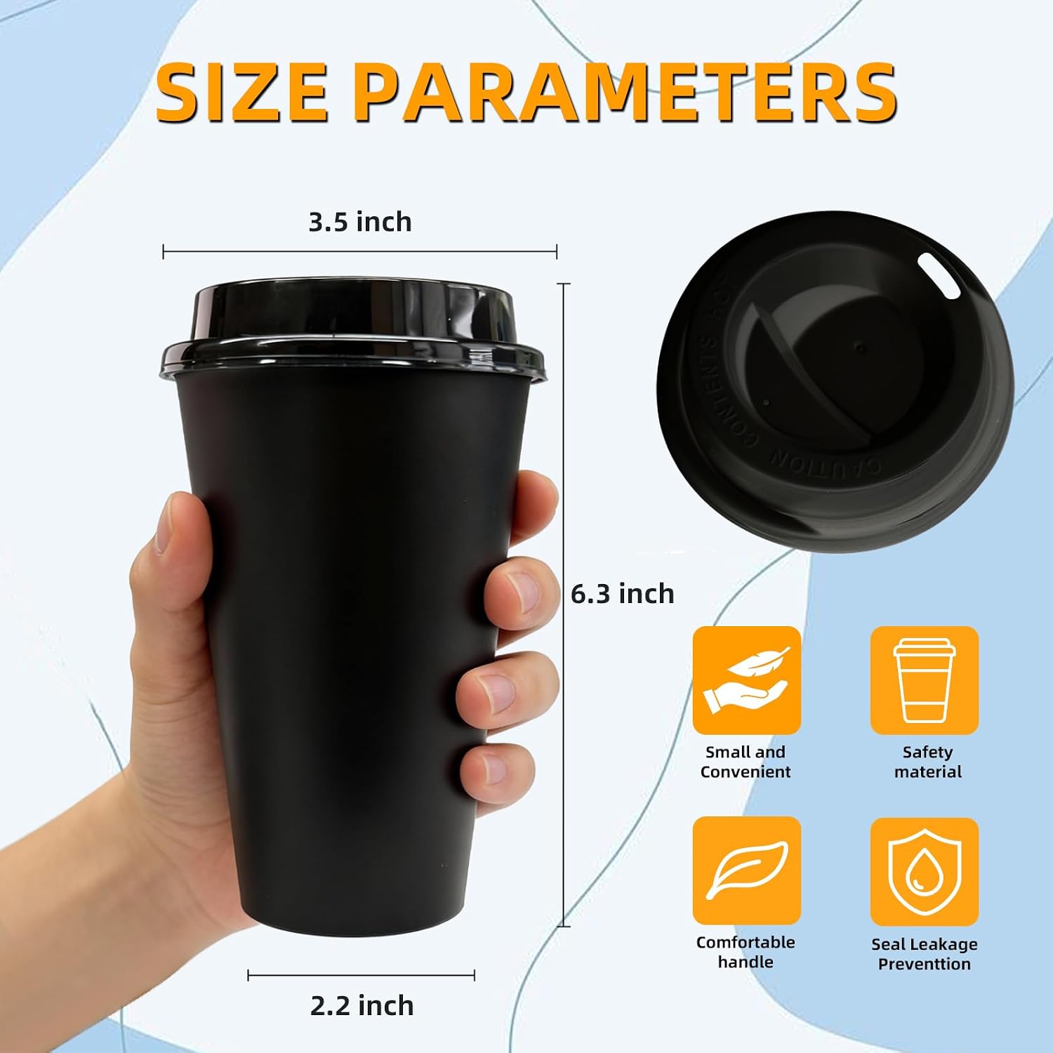 Plastic Reusable Coffee Cups with Lids, 4 Pack