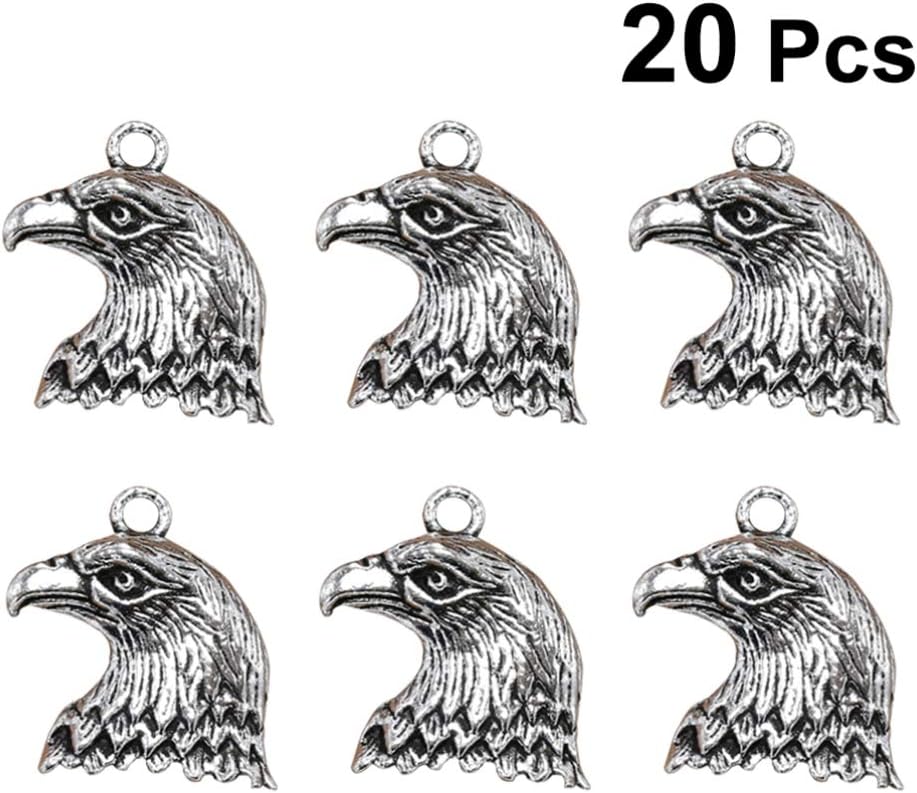 TENDYCOCO Antique Alloy Eagle Head Pendant Charms for Jewelry Making Diy Necklace Bracelet Accessories 0.86 Inch Lightweight Craft Supplies image 2
