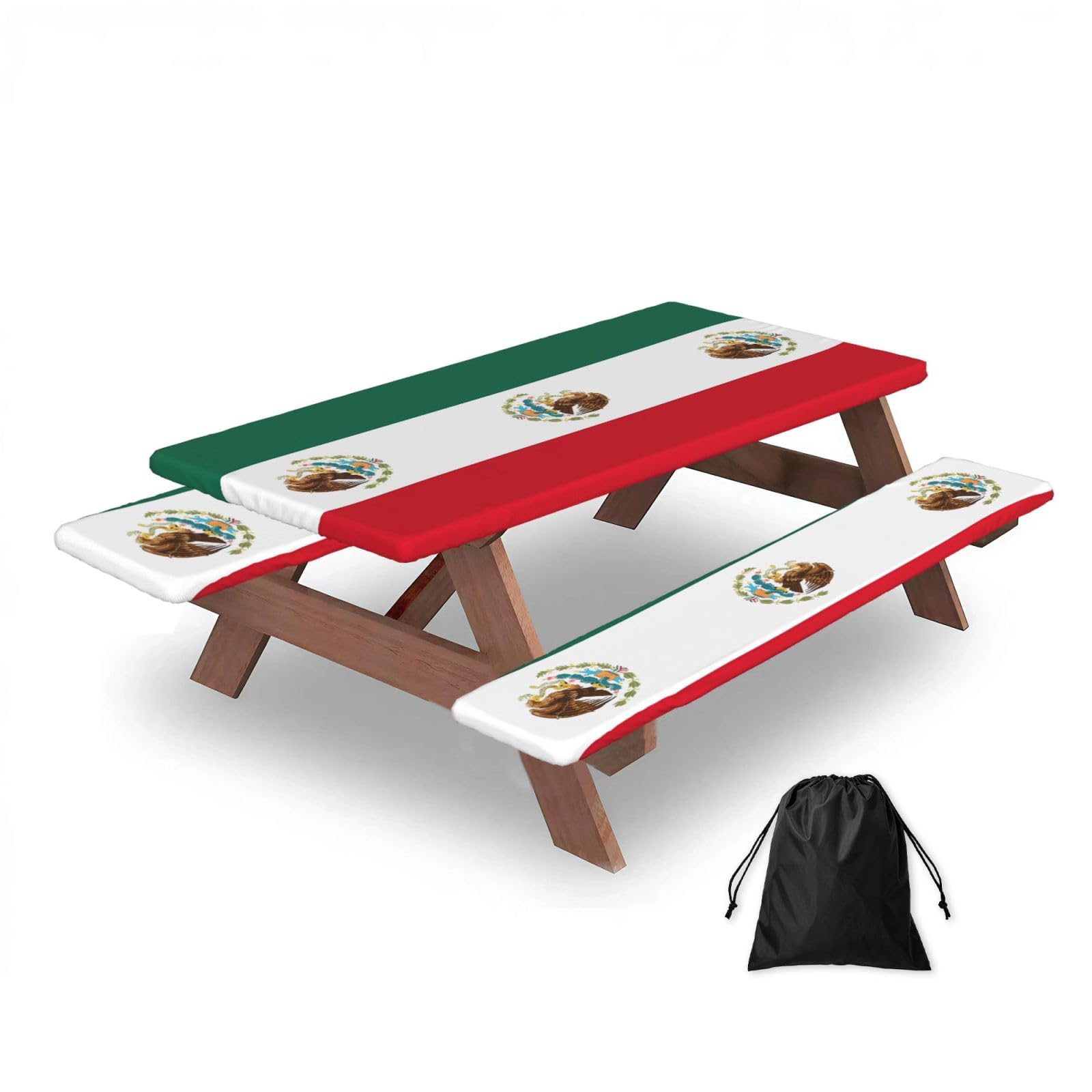 Zqytgfdc Black Flag Of Mexico Rectangular Water-Repellent Picnic Tablecloths, Outdoor Camping, Picnic, Bbq
