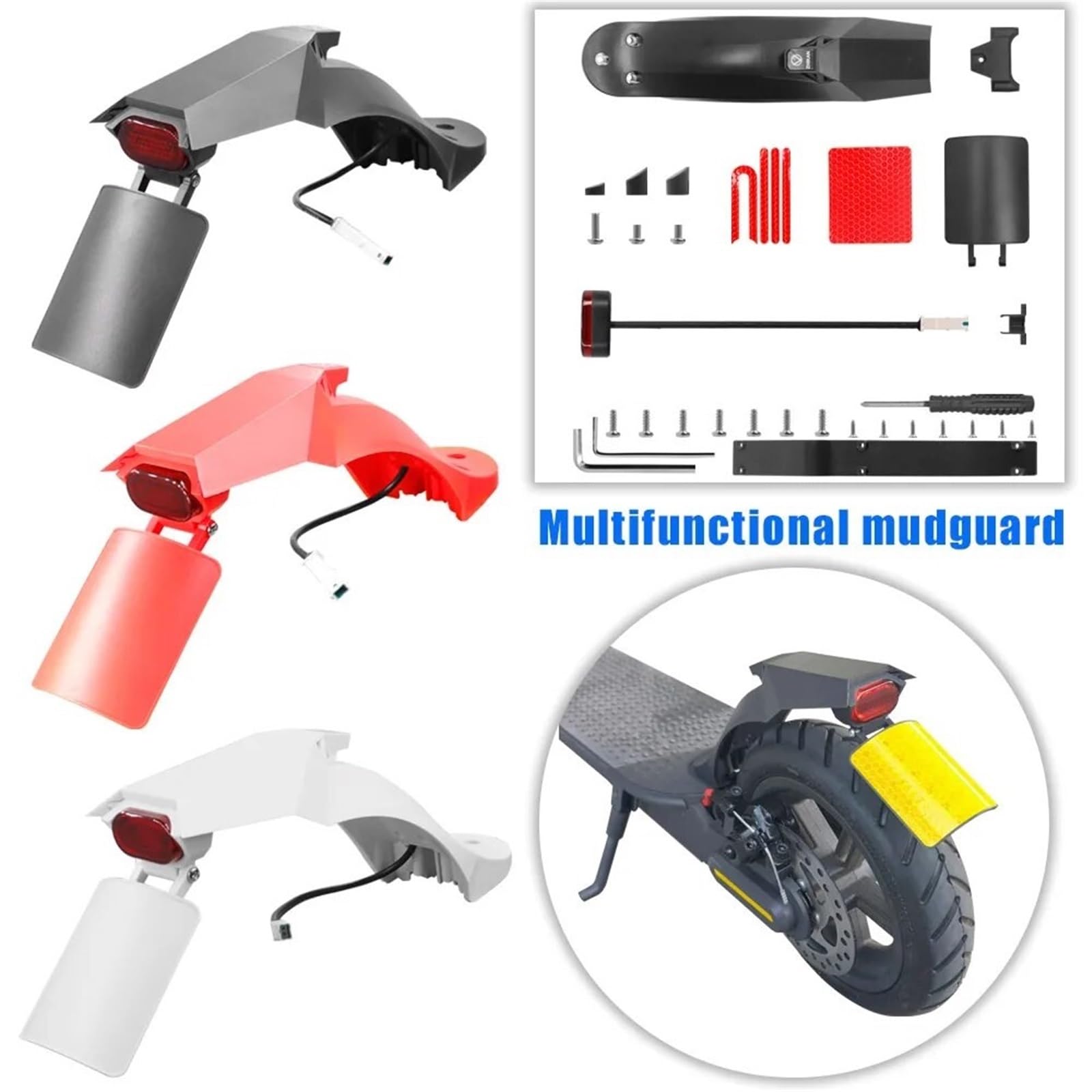 Guardabarros Trasero for Patinete eléctrico, Soporte de luz Trasera, Accesorios for Patinete, Guardabarros Trasero Modificado, for Xiaomi, M365 Pro 1S Guardabarros para Scooter (Size : Plum)