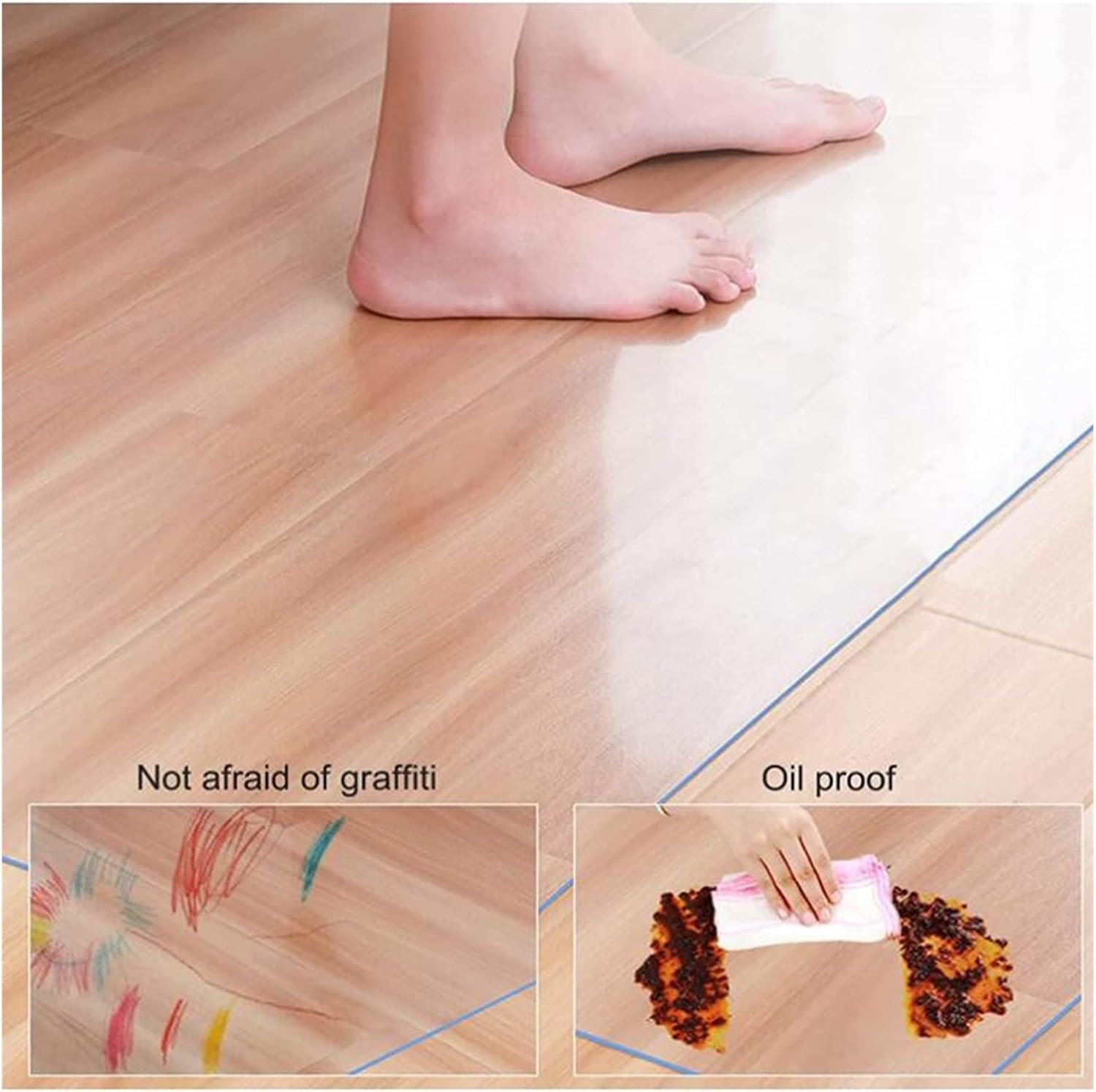 Transparent Chair Mat Chair Mat,PVC Non-Slip Transparent Rectangle Floor Protector,Home Office Anti Scratch Rolling Chair Mats,for Carpet,Under Tables,Furniture,Thick 1.0mm-140x500cm